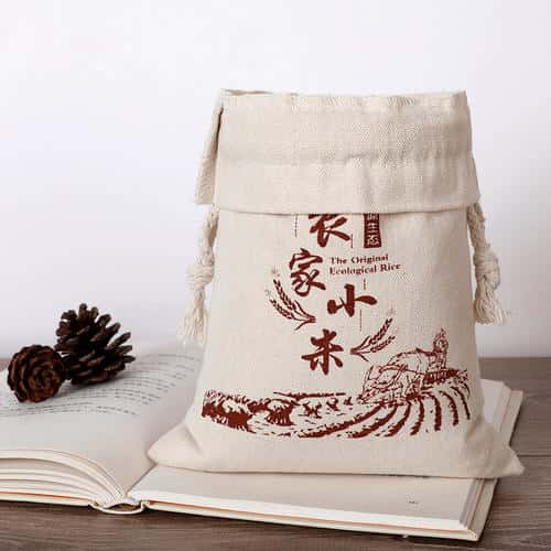 原生態大米帆布束口袋包裝展示  第2張