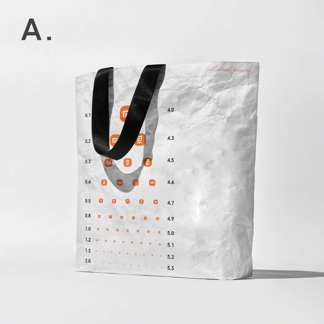 小米推出三款限量環保袋，印有新Logo制作的視力表  第2張